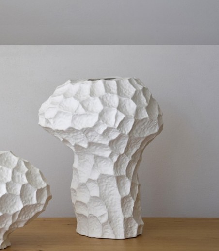 Jarrón decorativo cerámica Lunar blanco alto - VP Interiorismo