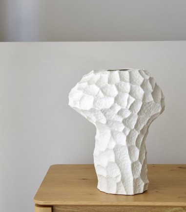 Jarrón decorativo cerámica Lunar blanco alto - VP Interiorismo