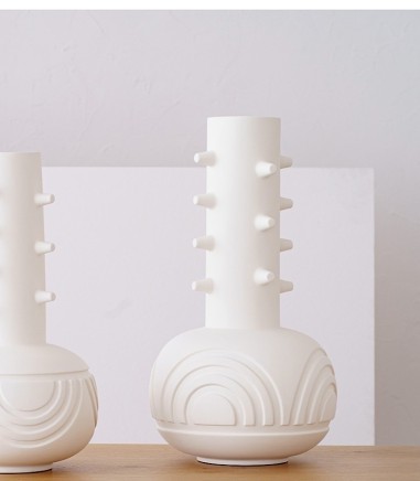 Jarrón decorativo moderno cerámica Nim alto blanco mate - VP Interiorismo