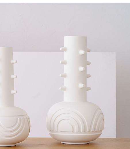 Jarrón decorativo moderno cerámica Nim alto blanco mate - VP Interiorismo