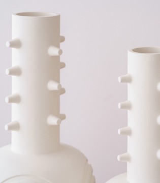 Jarrón decorativo moderno cerámica Nim alto blanco mate - VP Interiorismo 2