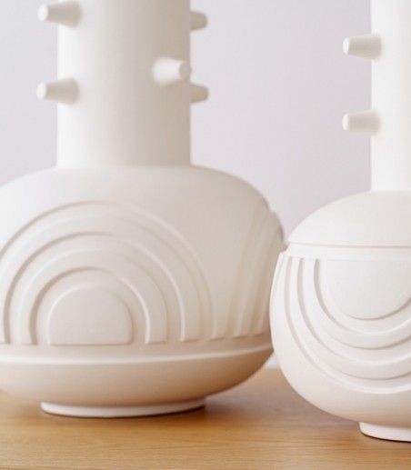 Jarrón decorativo moderno cerámica Nim alto blanco mate - VP Interiorismo