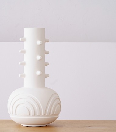 Jarrón decorativo moderno cerámica Nim alto blanco mate - VP Interiorismo
