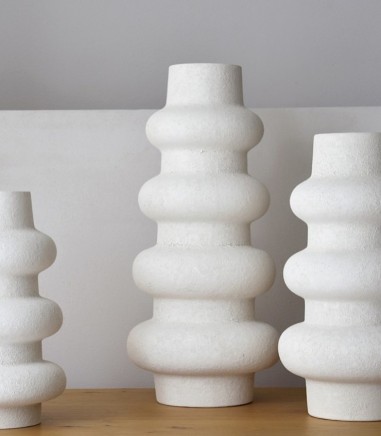 Jarrón decorativo cerámica Song blanco alto - VP Interiorismo