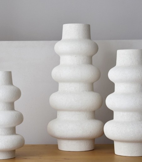 Jarrón decorativo cerámica Song blanco alto - VP Interiorismo