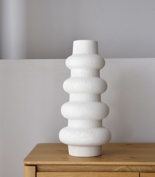 Jarrón decorativo cerámica Song blanco alto - VP Interiorismo