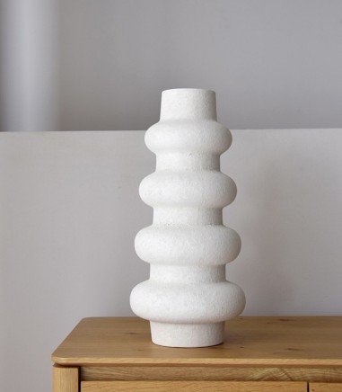 Jarrón decorativo cerámica Song blanco alto - VP Interiorismo