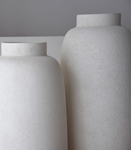 Jarrón decorativo cerámica Dubai blanco bajo - VP Interiorismo