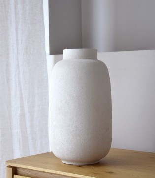 Jarrón decorativo cerámica Dubai blanco bajo - VP Interiorismo