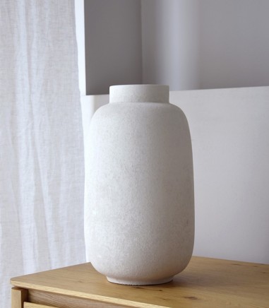 Jarrón decorativo cerámica Dubai blanco bajo - VP Interiorismo