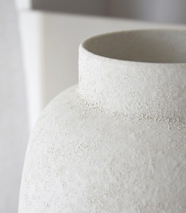Jarrón decorativo cerámica Dubai blanco bajo - VP Interiorismo