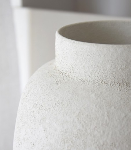 Jarrón decorativo cerámica Dubai blanco bajo - VP Interiorismo