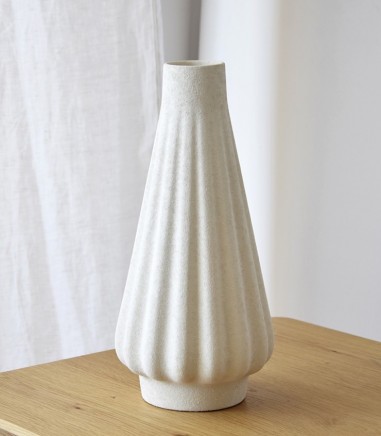 Jarrón decorativo cerámica Fuelle blanco textura - VP Interiorismo