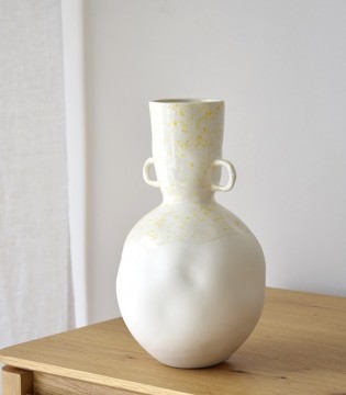 Jarrón decorativo cerámica Anna chacota y amarillo - VP Interiorismo