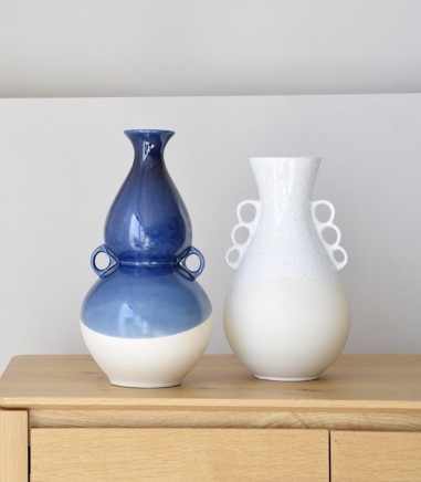 Jarrón decorativo cerámica Mar azul y natural - VP Interiorismo