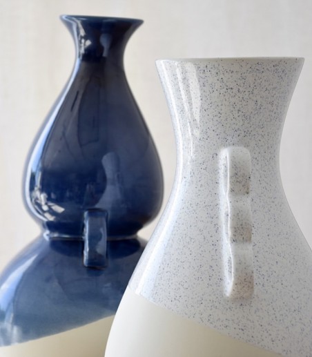 Jarrón decorativo cerámica Mar azul y natural - VP Interiorismo
