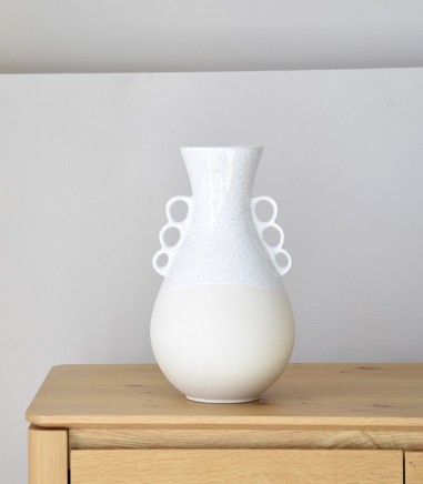 Jarrón decorativo cerámica Mar blanco pintas - VP Interiorismo