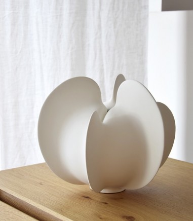 Jarrón decorativo cerámica Coral blanco bajo - VP Interiorismo