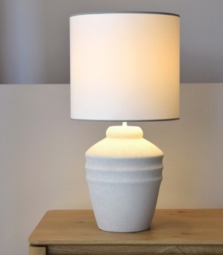 Lámpara de mesa cerámica Tat blanco textura - VP Interiorismo