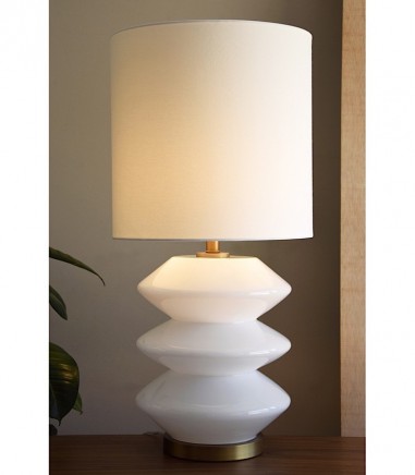 Lampara mesa vidrio blanca Zig Zag - VP Interiorismo