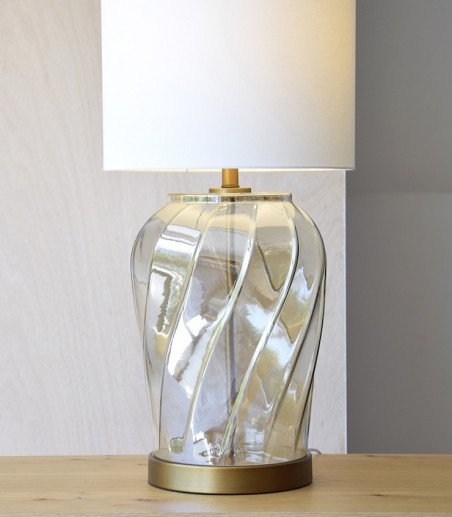 Lámpara de mesa Twist vidrio ámbar con pantalla - VP Interiorismo