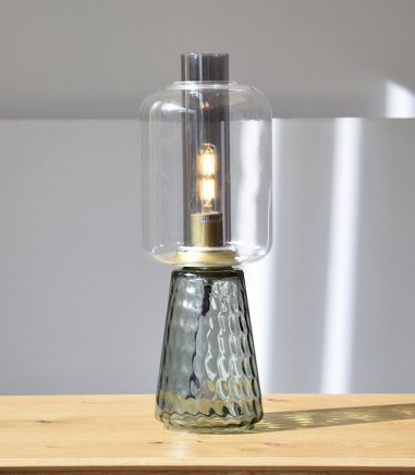 Lampara mesa Candil vidrio gris LED - VP Interiorismo