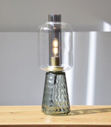 Lampara mesa Candil vidrio gris LED - VP Interiorismo