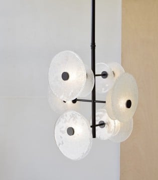 Lampara techo discos LED vidrio y metal - VP Interiorismo