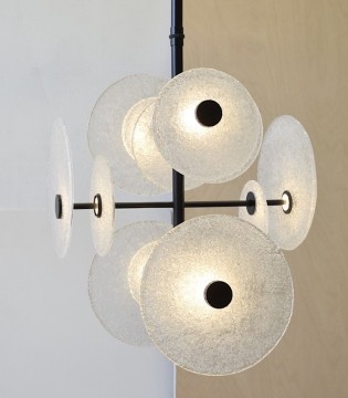 Lampara techo discos LED vidrio y metal - VP Interiorismo 2