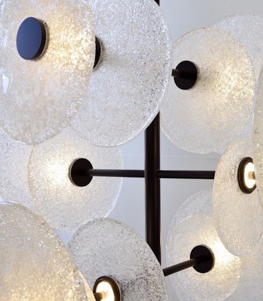 Lampara techo discos vidrio y metal LED - VP Interiorismo