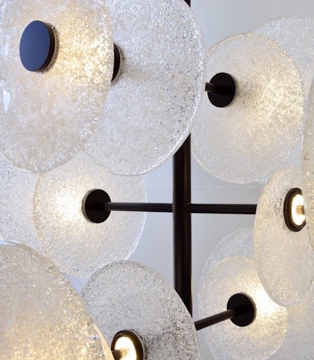 Lampara techo discos vidrio y metal LED - VP Interiorismo