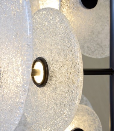 Lampara techo discos vidrio y metal LED - VP Interiorismo