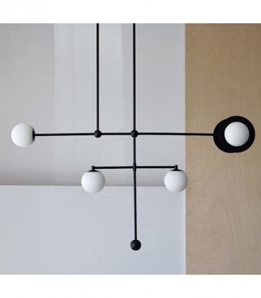 Lampara techo lineas alabastro metal - VP Interiorismo