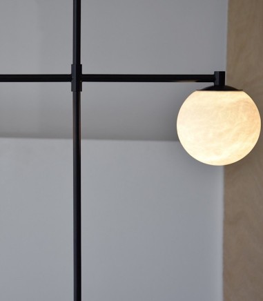Lampara techo lineas alabastro metal - VP Interiorismo