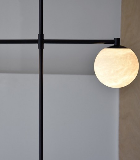 Lampara techo lineas alabastro metal - VP Interiorismo