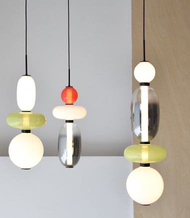 Lámpara techo Racimo vidrio rojo LED - VP Interiorismo