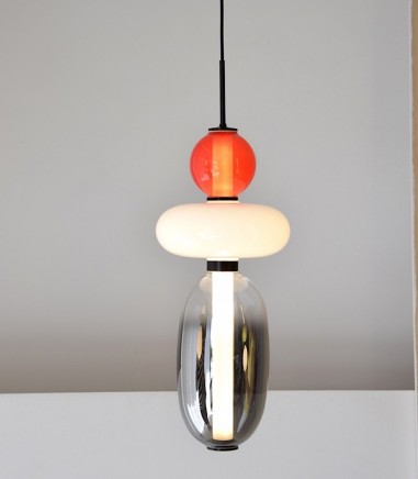 Lámpara techo Racimo vidrio rojo LED - VP Interiorismo