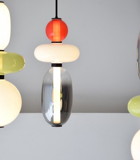 Lámpara techo Racimo vidrio rojo LED - VP Interiorismo