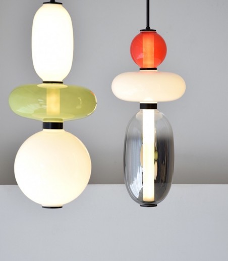 Lámpara techo LED Racimo vidrio bola verde - VP Interiorismo