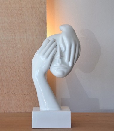 Escultura cerámica Rostros cara masculina - VP Interiorismo