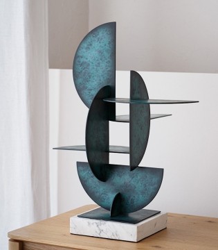Escultura abstracción N3 verde y azul - VP Interiorismo