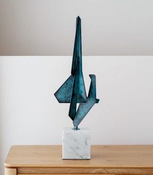 Escultura abstracción N1 verde y azul - VP Interiorismo