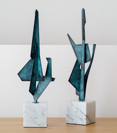 Escultura abstracción N1 verde y azul - VP Interiorismo