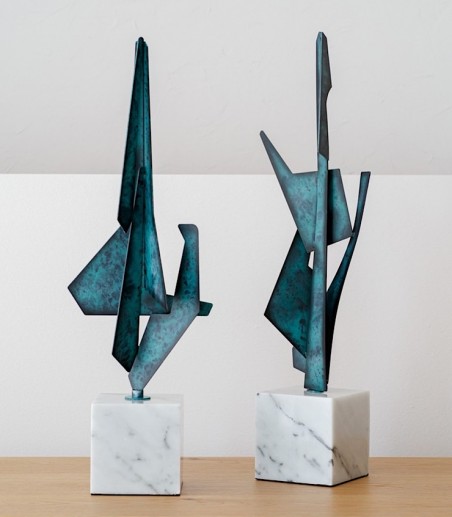 Escultura abstracción N2 verde y azul - VP Interiorismo
