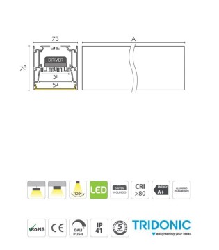 Plafón sistema modular LED Lineal U75 21W 58cm - Ineslam 2