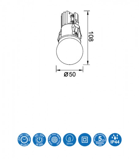 Foco empotrable globo decorativo Bead 7W blanco Ø50 - Mantra