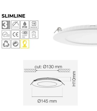 Downlight LED 8W Slimline circular blanco 700lm Ø145 - Maslighting 2