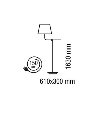 Dimensiones Lámpara de pie con pantalla Solor negro