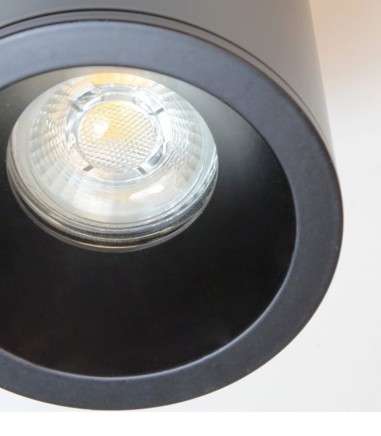 Detalle Foco superficie cilíndrico negro Fred Ø85X117 mm GU10 IP65