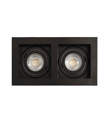 Foco empotrable GU10 doble Akrah 2 luces negro 170x90 mm